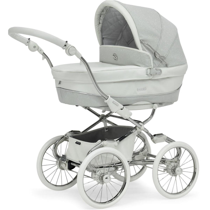 Bebecar Prive Stylo Class+ 2 in 1 Pram + Raincover, FREE Changing Bag, White Sparkle