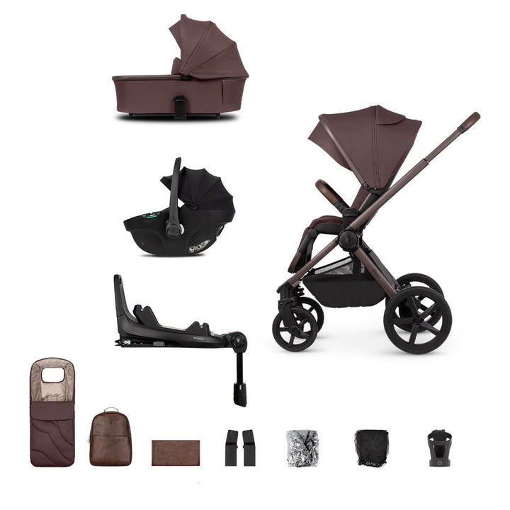 Venicci Upline 2 SE - 3 in 1 + Base Complete Travel System Bundle, Burgundy