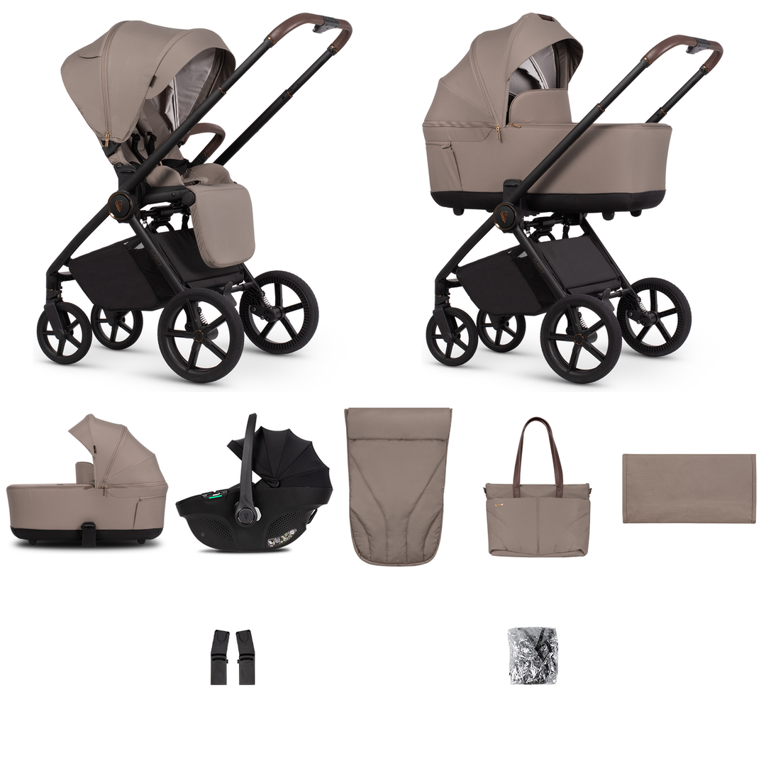 Venicci Claro 2 - 3 in 1 Travel System Bundle, Almond - complete bundle
