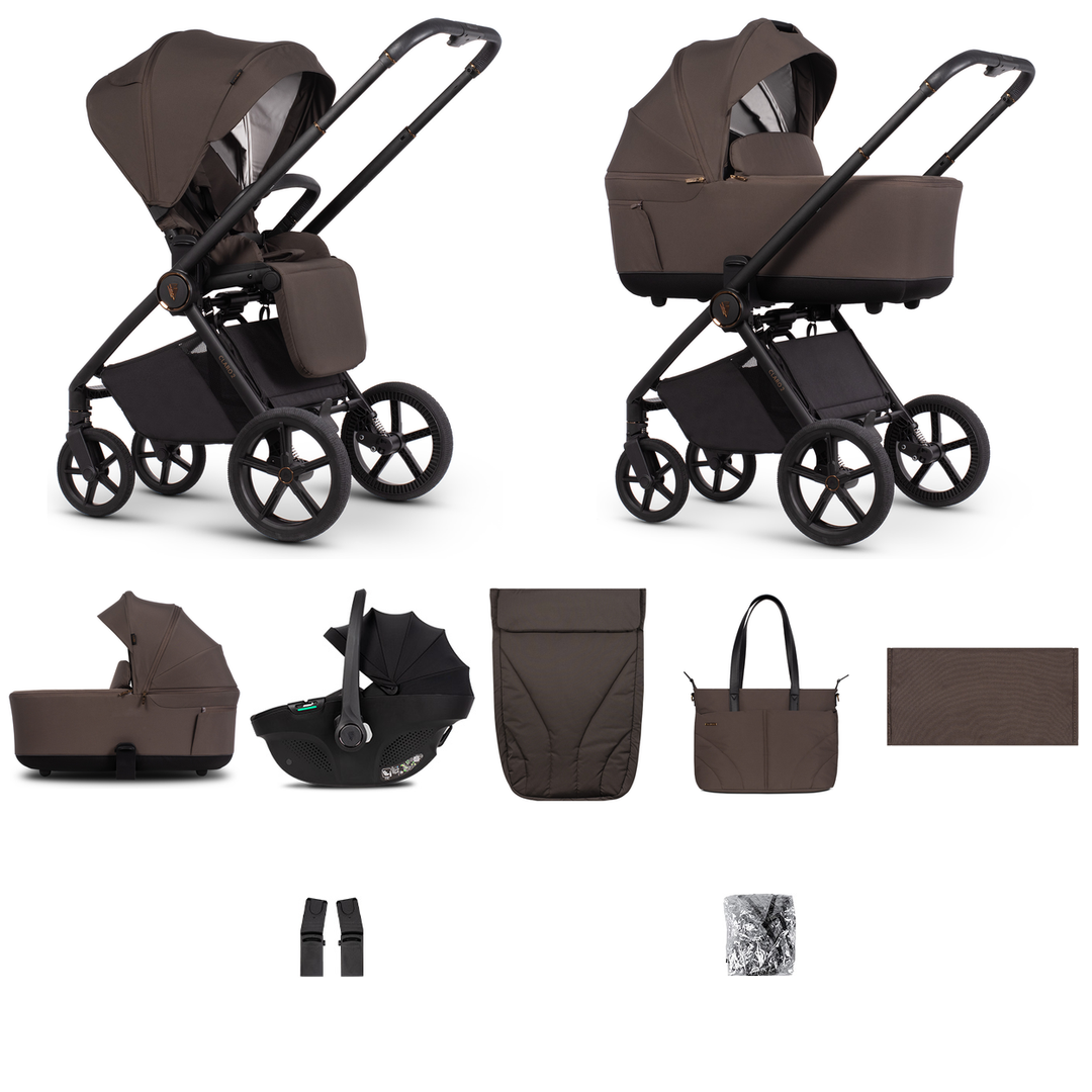 Venicci Claro 2 - 3 in 1 Travel System Bundle, Chocolate - complete bundle