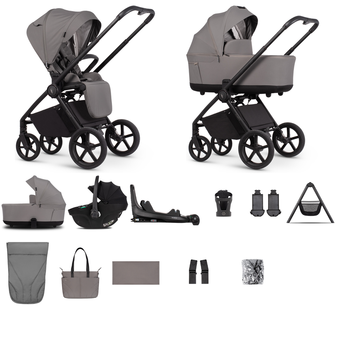 Venicci Claro 2 - 3 in 1 + Base Ultimate Travel System Bundle - 13 Piece, Fog - complete bundle