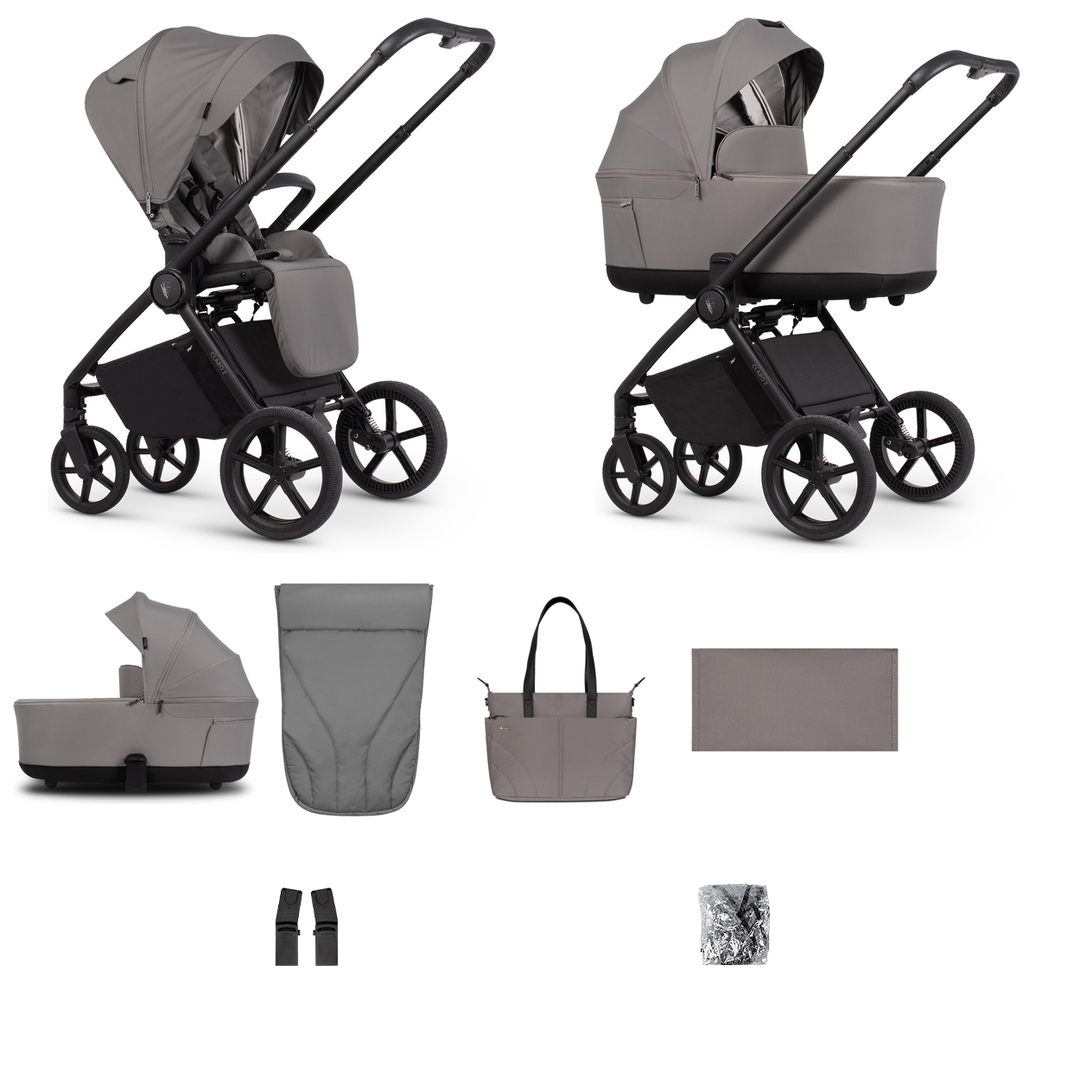 Venicci Claro 2 - 2 in 1 Pram - 8 Piece Bundle, Fog - complete bundle
