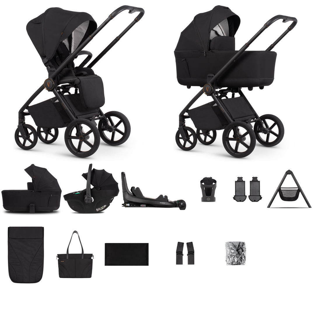Venicci Claro 2 - 3 in 1 + Base Ultimate Travel System Bundle - 13 Piece, Noir - complete bundle