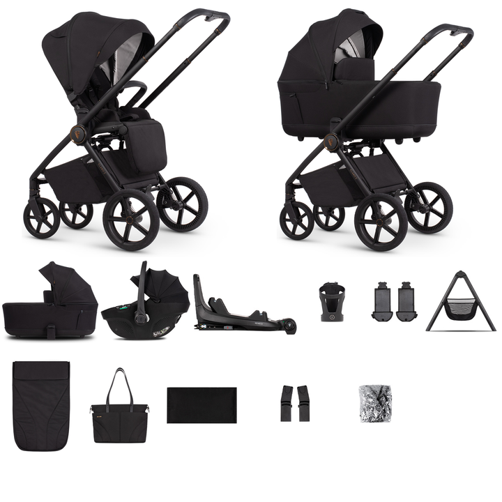 Venicci Claro 2 - 3 in 1 + Base Ultimate Travel System Bundle - 13 Piece, Noir - complete bundle