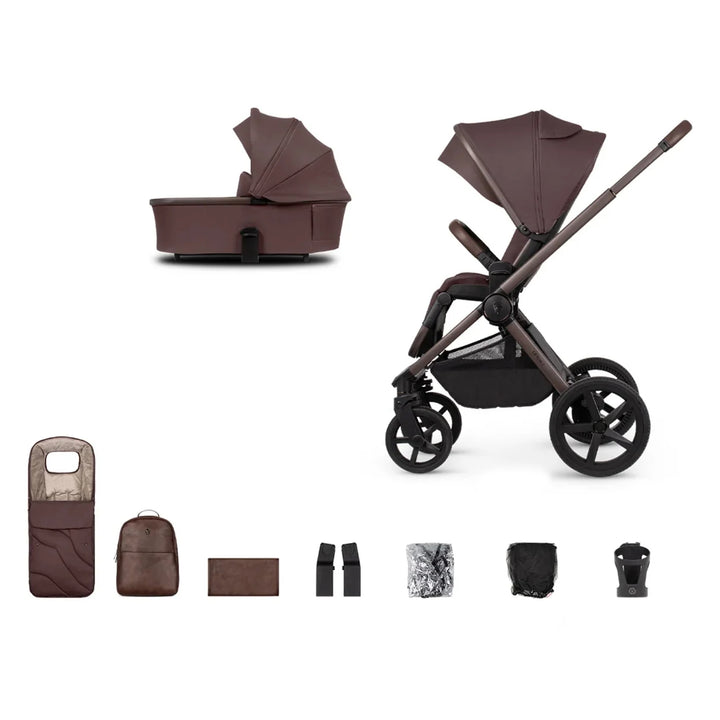 Venicci Upline 2 SE - 2 in 1 Pram - 9 Piece Bundle, Burgundy