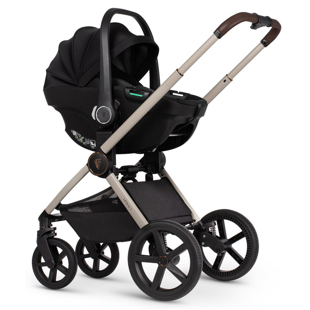 Venicci Upline 2 - 3 in 1 + Base Complete Travel System Bundle, Stone Beige