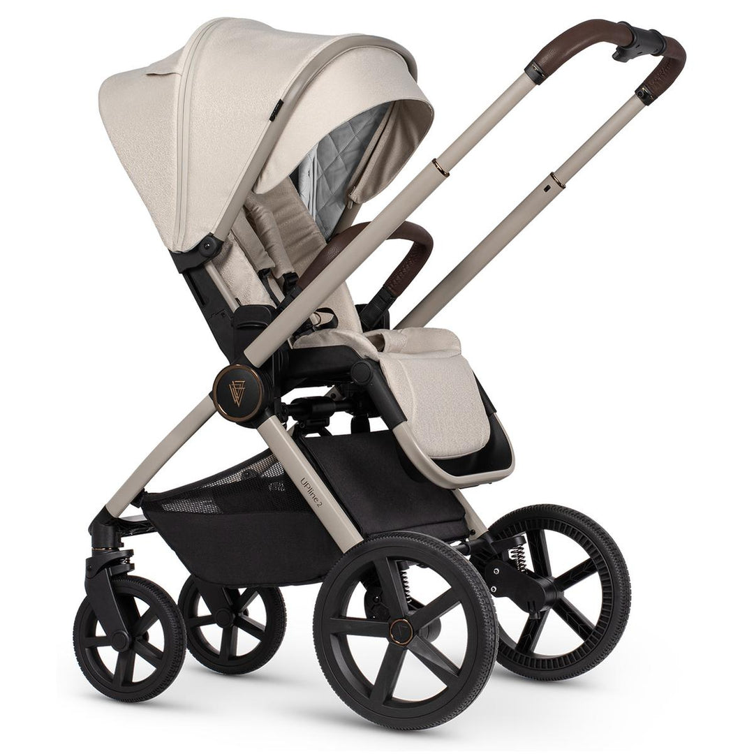 Venicci Upline 2 - 3 in 1 + Base Complete Travel System Bundle, Stone Beige
