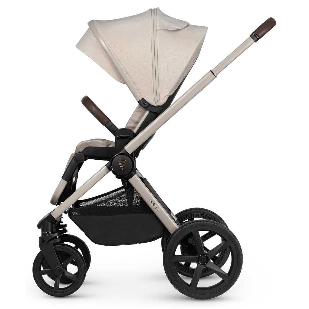 Venicci Upline 2 - 3 in 1 + Base Complete Travel System Bundle, Stone Beige