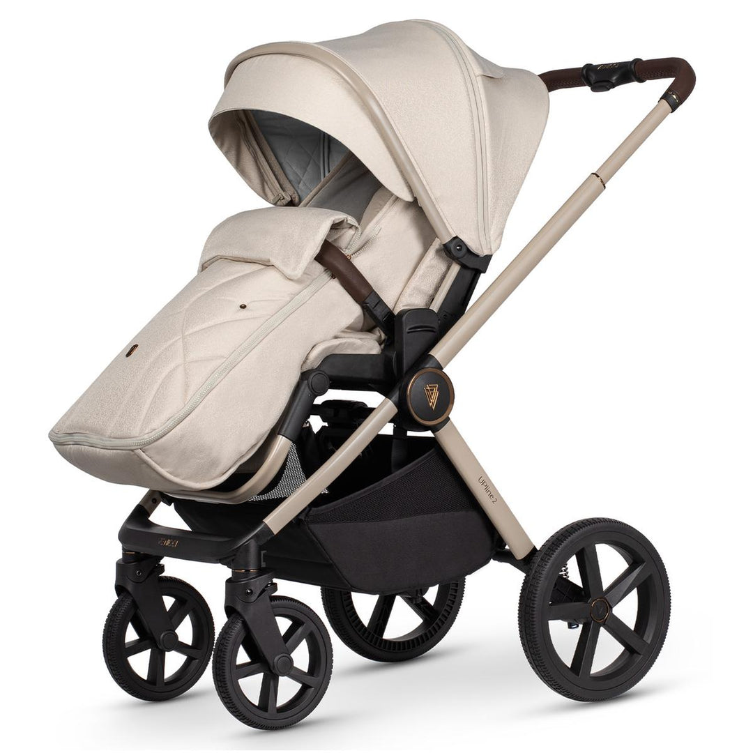 Venicci Upline 2 - 2 in 1 Pram - 9 Piece Bundle, Stone Beige