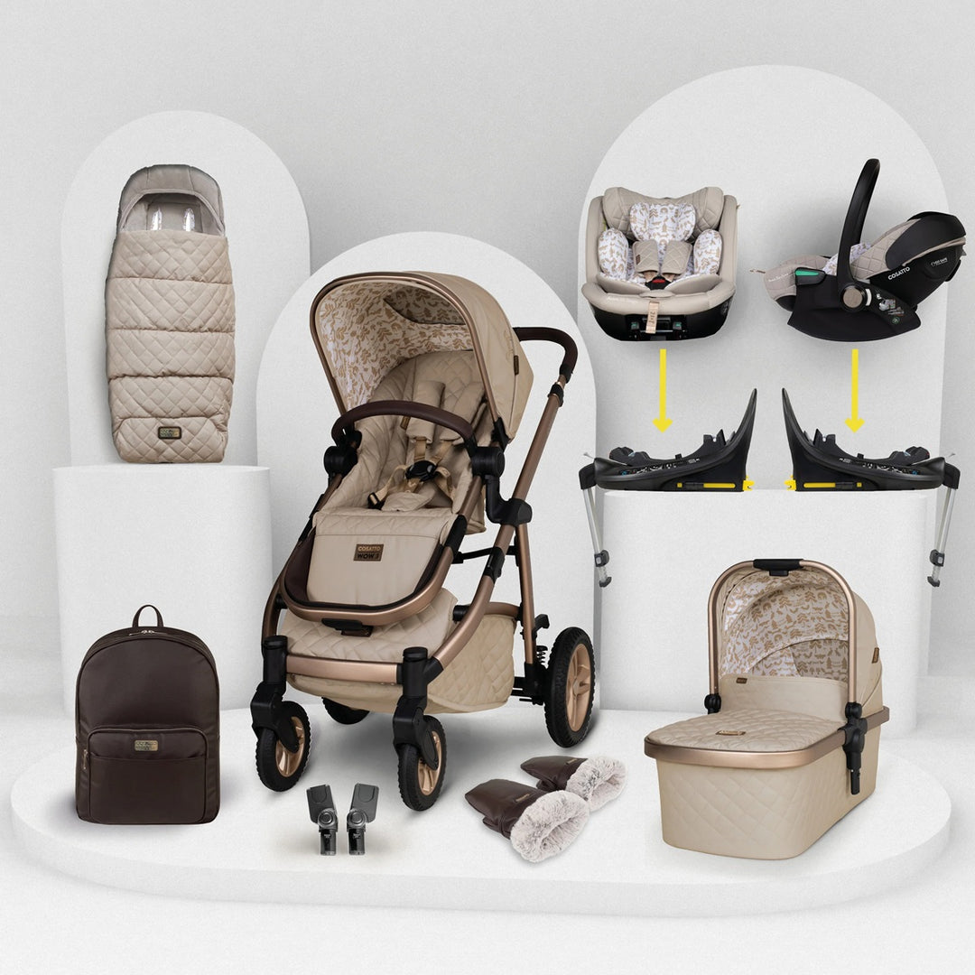 Cosatto Wow 3 All Stage Family Rotate & Recline 2 Base Bundle, Whisper