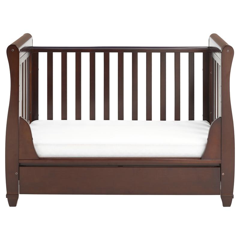 Babymore Eva Sleigh Drop Side Cot Bed, Brown