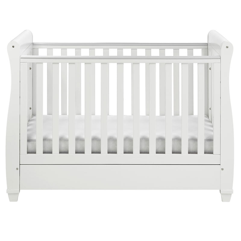Babymore Eva Sleigh Drop Side Cot Bed, White
