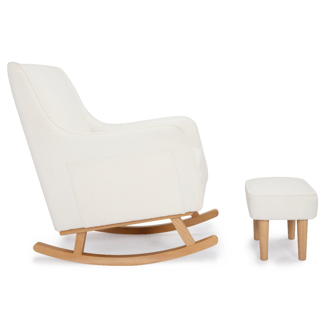 Babymore Ida Nursing Chair with Footstool, Off White Bouclé