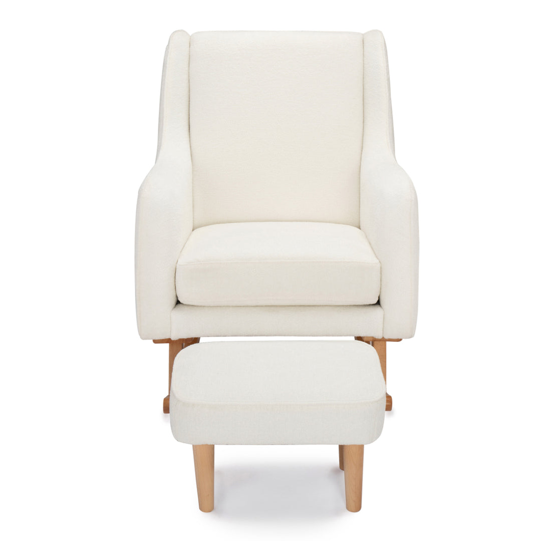 Babymore Ida Nursing Chair with Footstool, Off White Bouclé