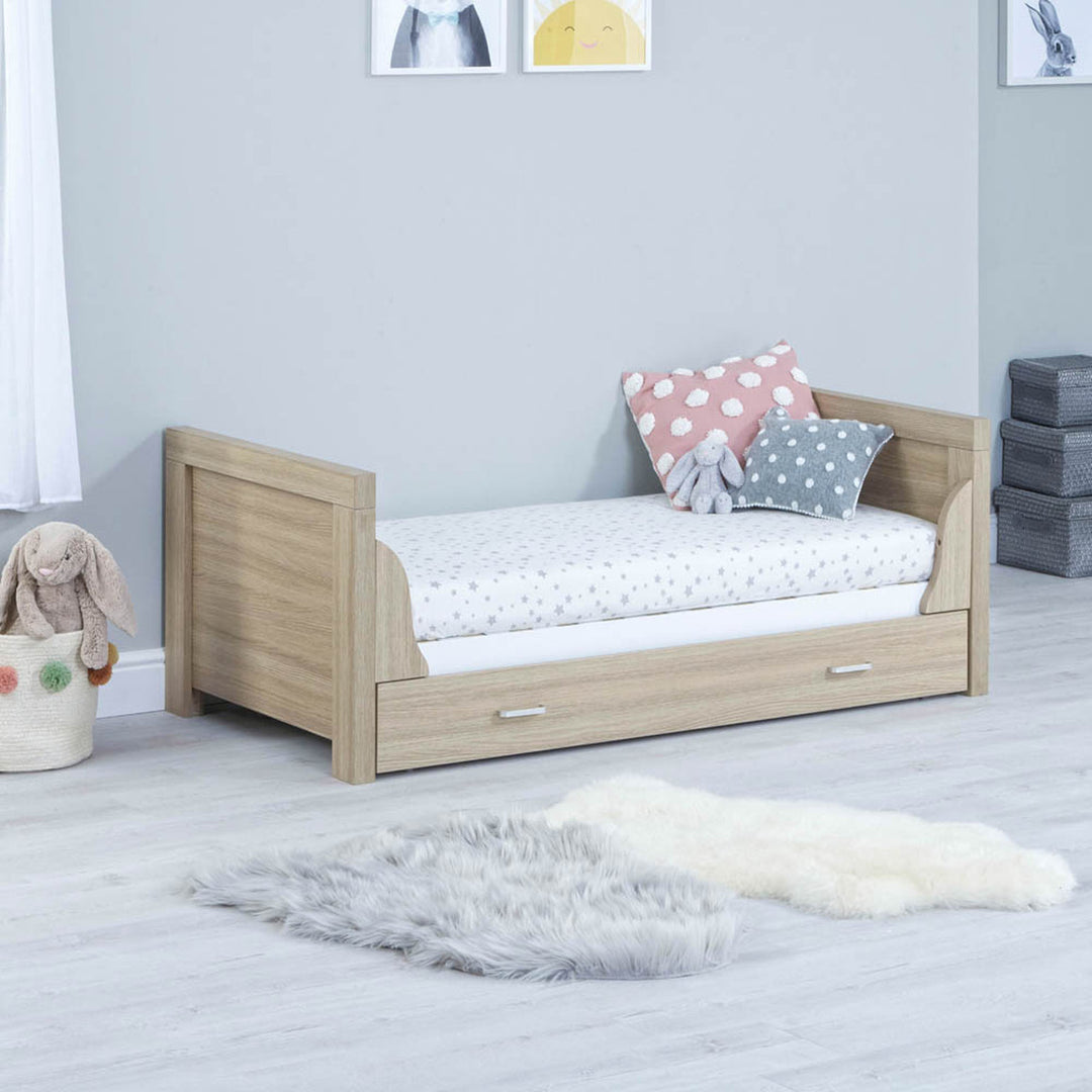 Babymore Luno 3 Piece Room Set with Drawer, Warm Oak & White