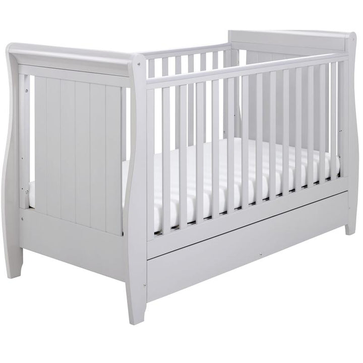 Babymore Stella Sleigh Drop Side Cot Bed, Grey