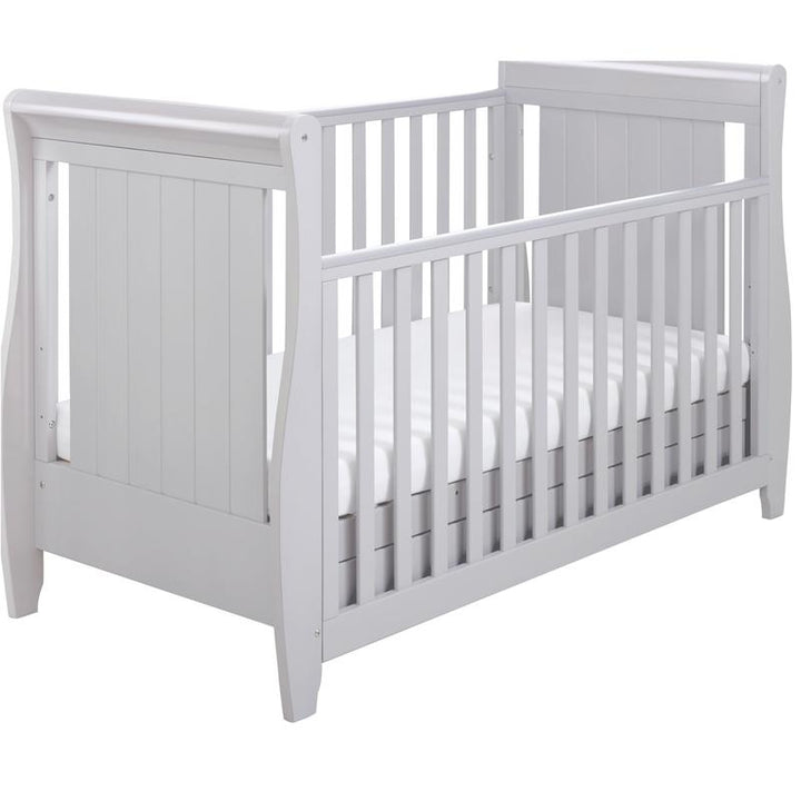 Babymore Stella Sleigh Drop Side Cot Bed, Grey