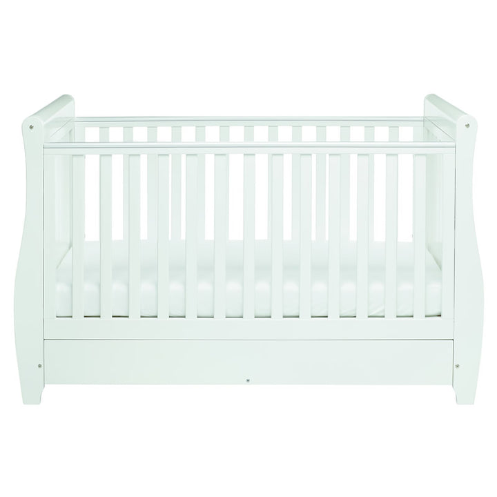 Babymore Stella Sleigh Drop Side Cot Bed, White