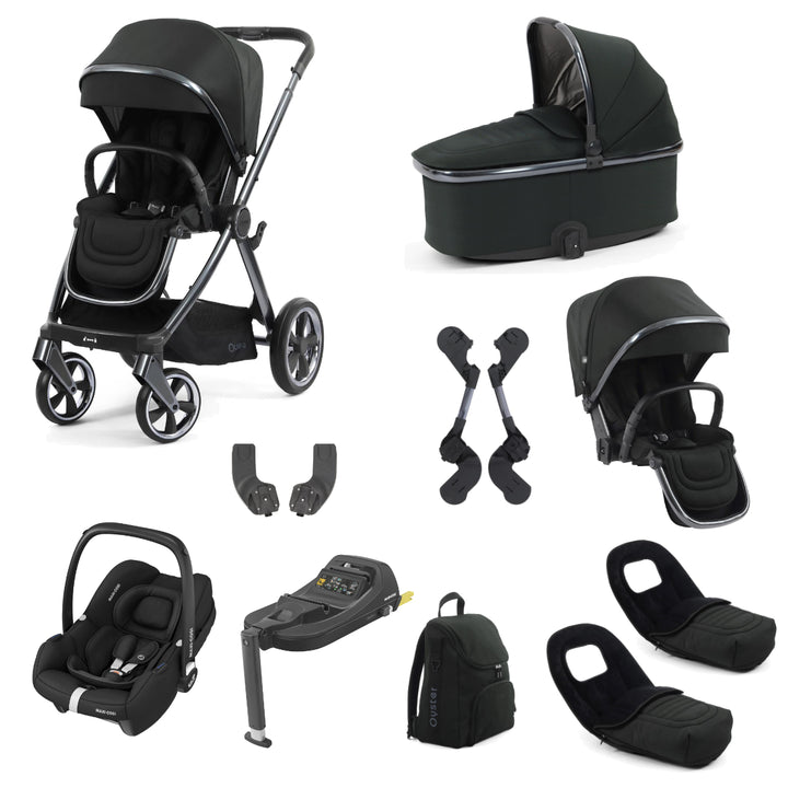 Babystyle Oyster 4 Tandem Cabriofix i-Size Travel System Bundle, Black Olive