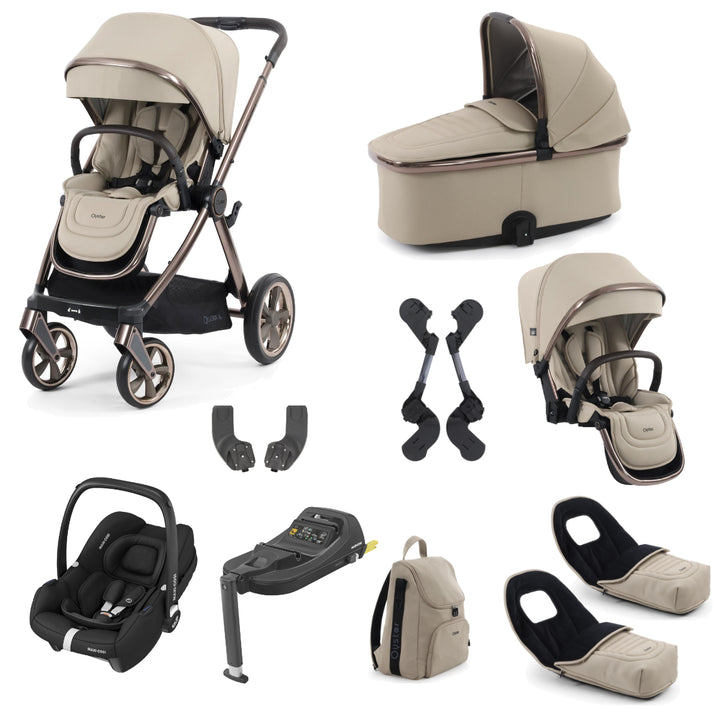 Babystyle Oyster 4 Tandem Cabriofix i-Size Travel System Bundle, Buttermilk