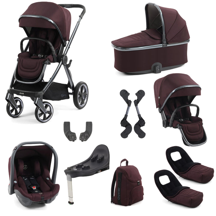 Babystyle Oyster 4 Tandem Travel System Bundle, Mulberry