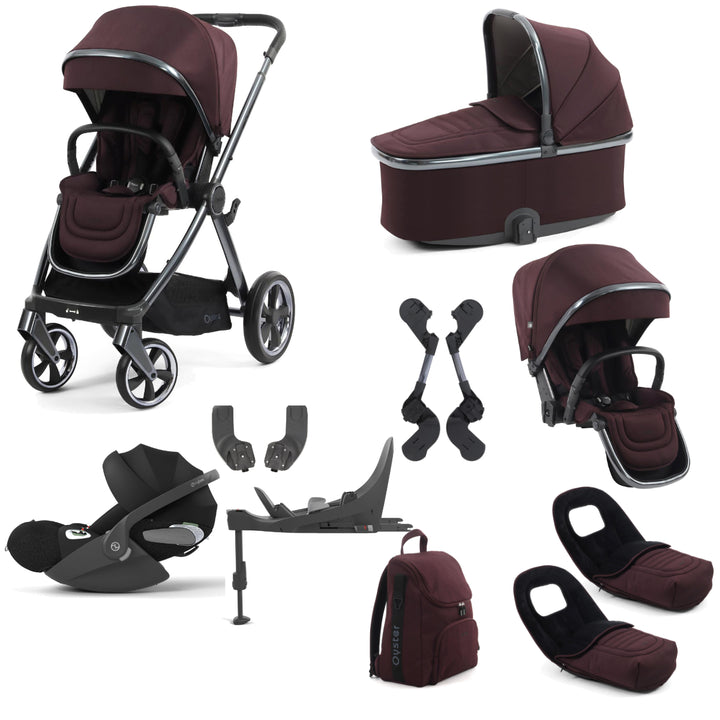 Babystyle Oyster 4 Tandem Cloud T Travel System Bundle, Mulberry