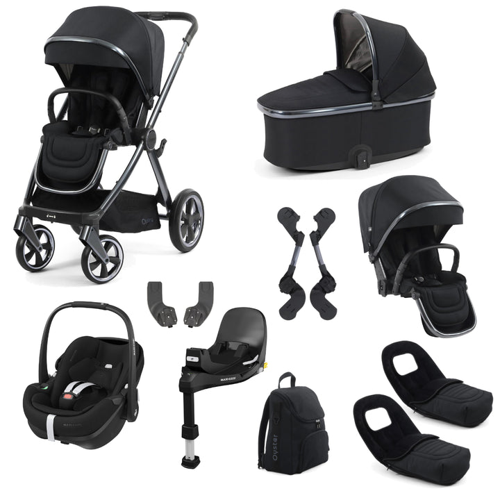 Babystyle Oyster 4 Tandem Pebble 360 Pro Travel System Bundle, Carbonite
