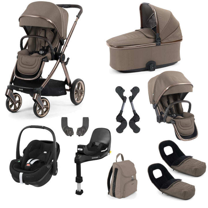 Babystyle Oyster 4 Tandem Pebble 360 Pro Travel System Bundle, Mink