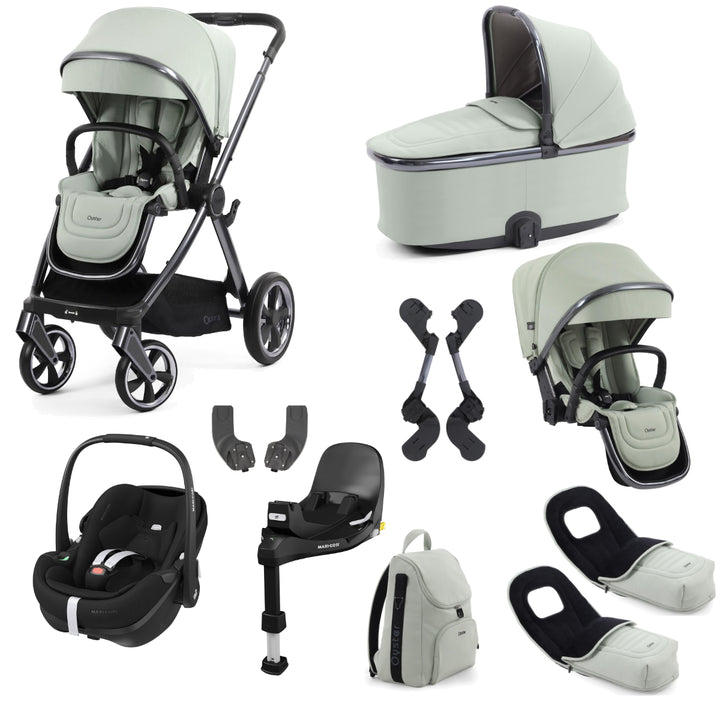 Babystyle Oyster 4 Tandem Pebble 360 Pro Travel System Bundle, Pistachio