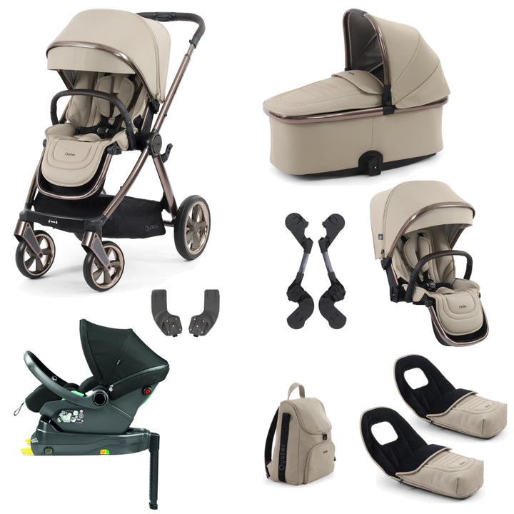 Babystyle Oyster 4 Tandem Primo Viaggio Lounge Travel System Bundle, Buttermilk