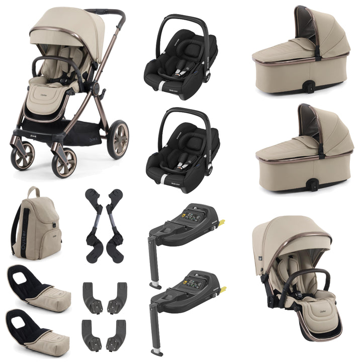 Babystyle Oyster 4 Twin Cabriofix i-Size Travel System Bundle, Buttermilk