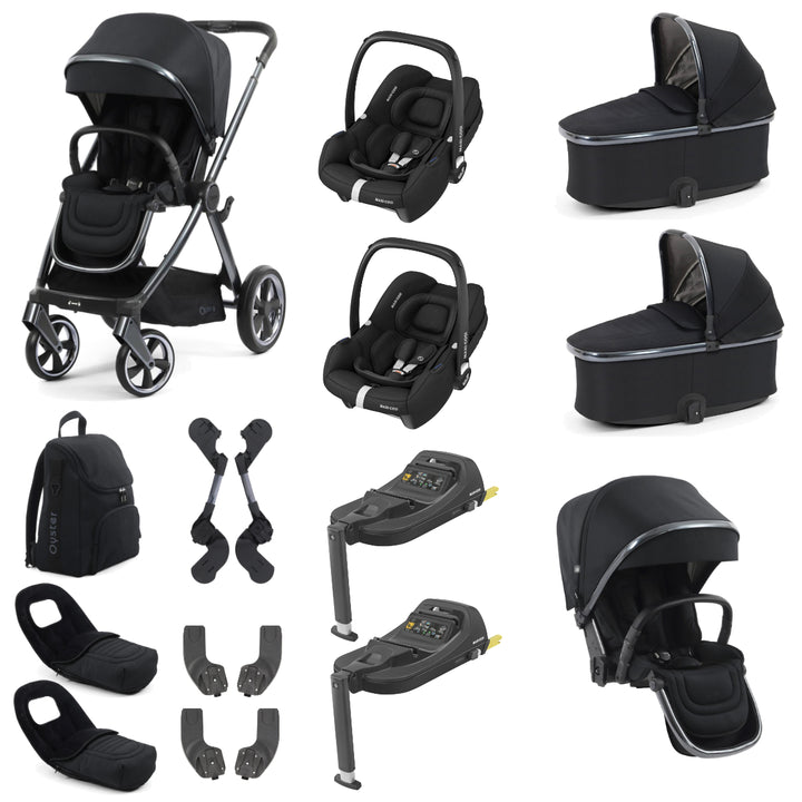Babystyle Oyster 4 Twin Cabriofix i-Size Travel System Bundle, Carbonite