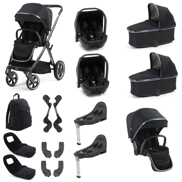 Babystyle Oyster 4 Twin Travel System Bundle, Carbonite