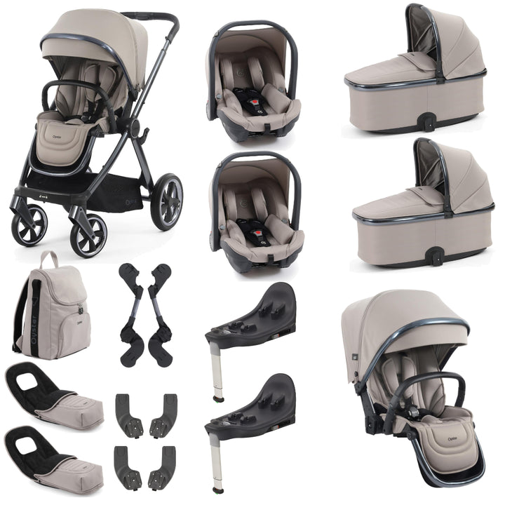 Babystyle Oyster 4 Twin Travel System Bundle, Stone