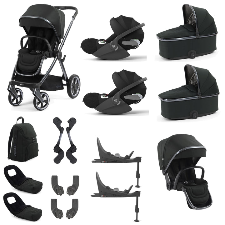 Babystyle Oyster 4 Twin Cloud T Travel System Bundle, Black Olive