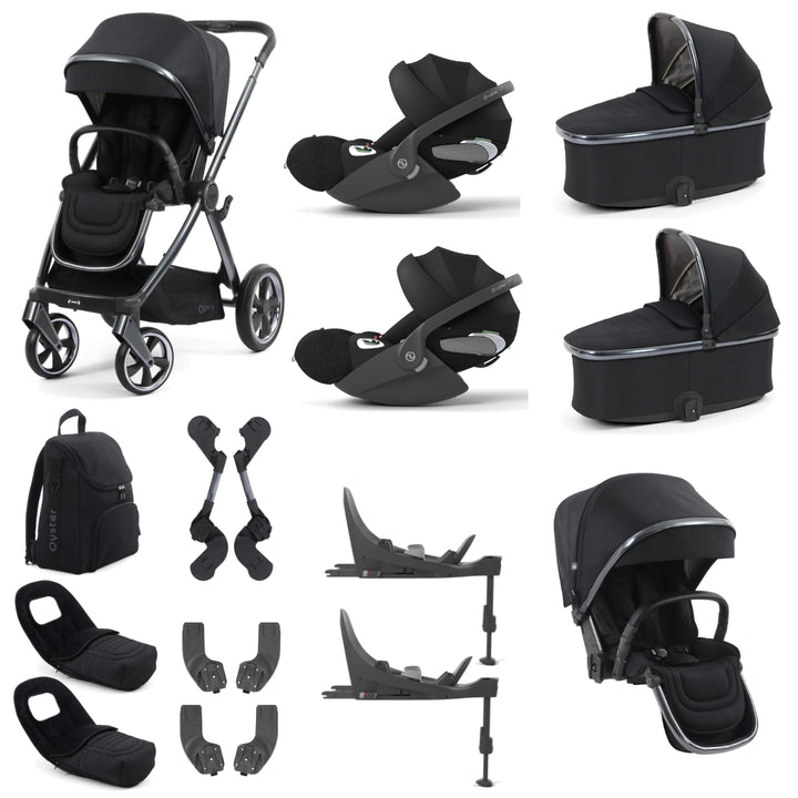Babystyle Oyster 4 Twin Cloud T Travel System Bundle, Carbonite
