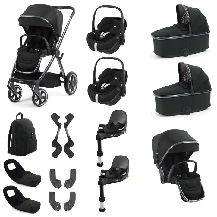 Babystyle Oyster 4 Twin Pebble 360 Pro Travel System Bundle, Black Olive
