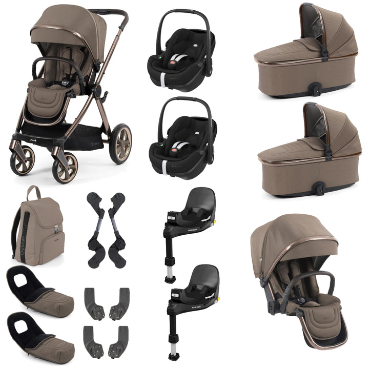 Babystyle Oyster 4 Twin Pebble 360 Pro Travel System Bundle, Mink