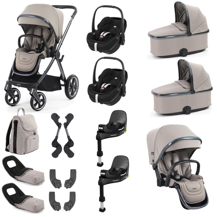 Babystyle Oyster 4 Twin Pebble 360 Pro Travel System Bundle, Stone