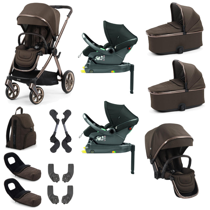 Babystyle Oyster 4 Twin Primo Viaggio Lounge Travel System Bundle, Chocolate Velvet