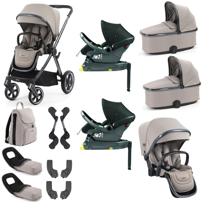 Babystyle Oyster 4 Twin Primo Viaggio Lounge Travel System Bundle, Stone