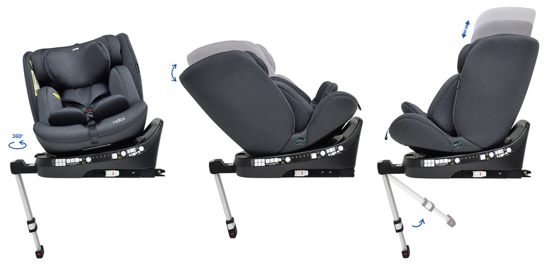 Bebecar Carbebe Radios 360° Rotating i-Size Car Seat, Black/Grey
