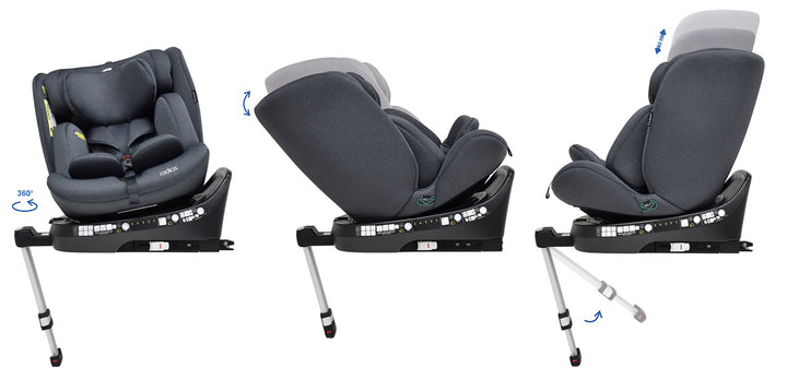 Bebecar Carbebe Radios 360° Rotating i-Size Car Seat, Black/Grey