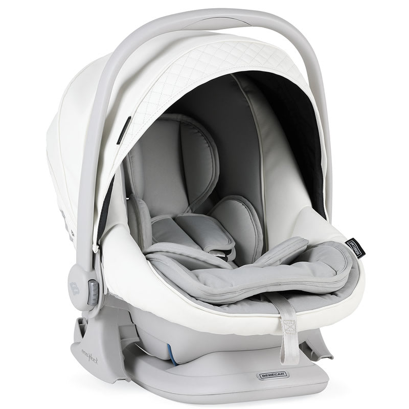 Bebecar Ip-Op Classic XL Trio 3 in 1 Travel System + Lie Flat Car Seat, FREE Changing Bag, White Delight