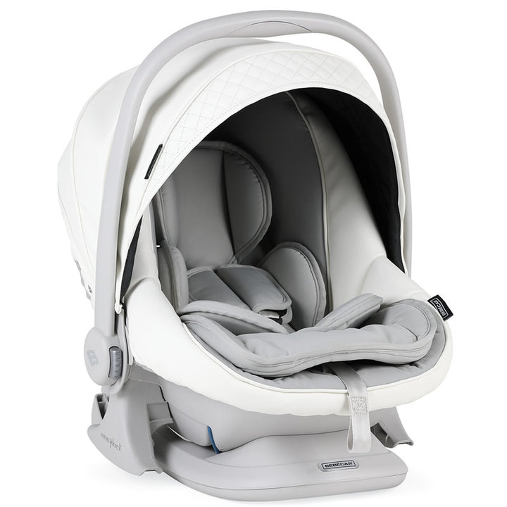 Bebecar Ip-Op Classic XL Trio 3 in 1 Travel System + Lie Flat Car Seat, FREE Changing Bag, White Delight