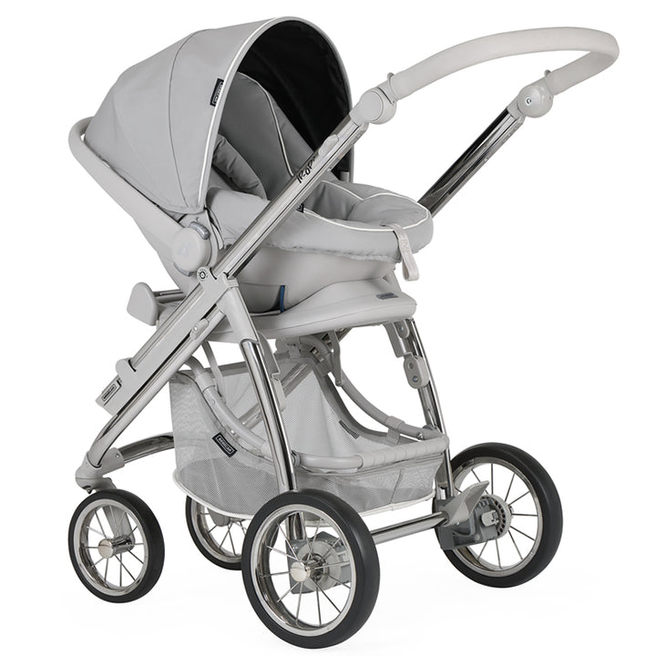 Bebecar Ip-Op Classic XL Trio 3 in 1 Travel System + Lie Flat Car Seat, FREE Changing Bag, White Delight