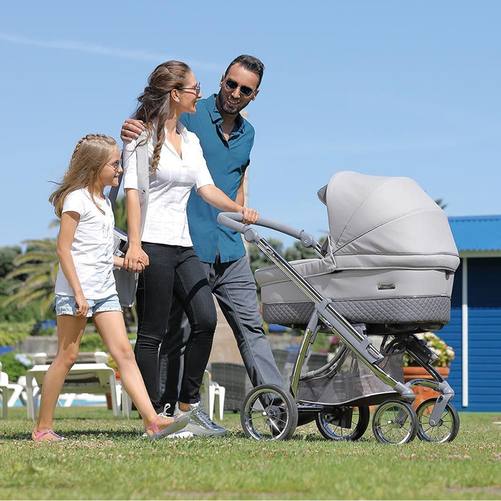 Bebecar Ip-Op Classic XL Duo 2 in 1 Pram + Raincover, FREE Changing Bag, Pewter