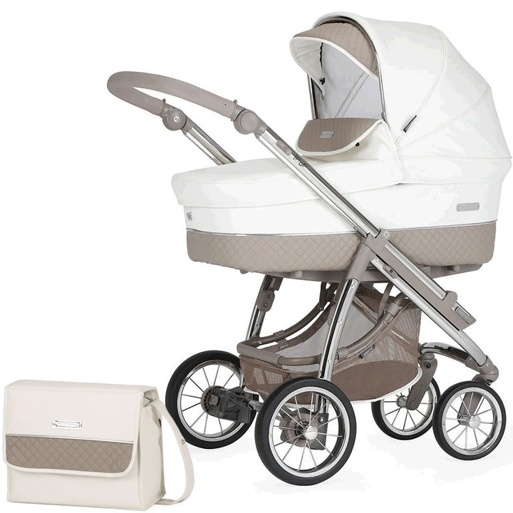 Bebecar Ip-Op Classic XL Duo 2 in 1 Pram + Raincover, FREE Changing Bag, Iced Mocha