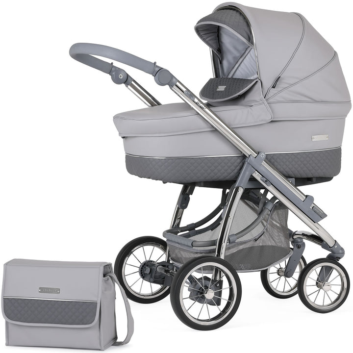 Bebecar Ip-Op Classic XL Duo 2 in 1 Pram + Raincover, FREE Changing Bag, Pewter