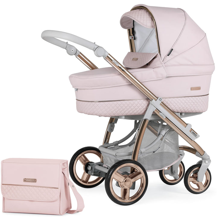 Bebecar Ip-Op Classic XL Duo 2 in 1 Pram + Raincover, FREE Changing Bag, Rose Blush